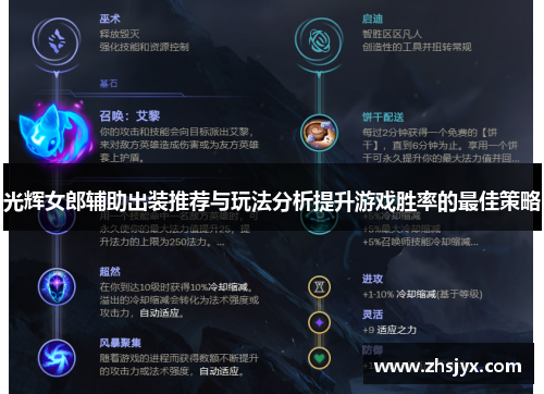 光辉女郎辅助出装推荐与玩法分析提升游戏胜率的最佳策略